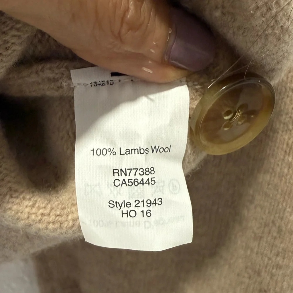 J.‎ Crew Men's  lambswool Tan men's shawl-collar sweater L